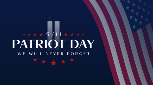 Patriot Day, 9/11 poster, card. We will never forget. Vector