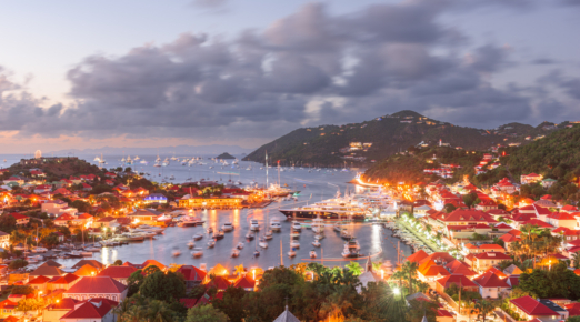 Gustavia, St. Barths town skyline in the Caribbean