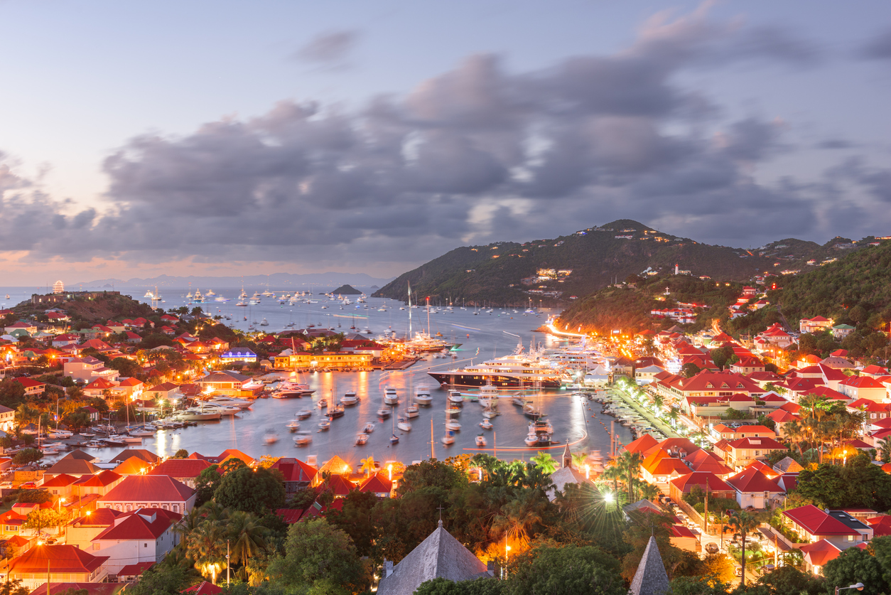 Gustavia, St. Barths town skyline in the Caribbean